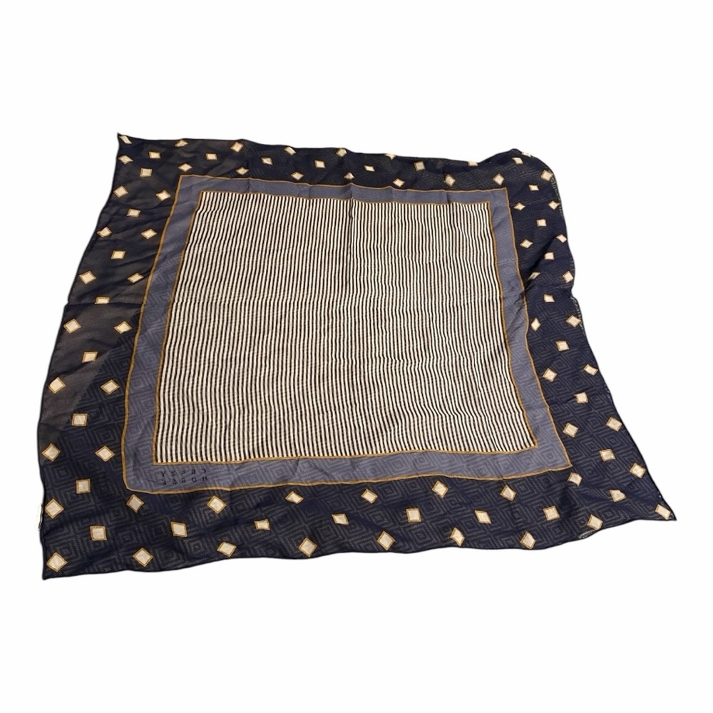 Chic Navy and Cream Patterned Scarf